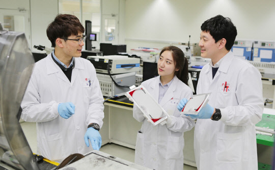 LG화학 전지사업 분할 법인 LG에너지솔루션의 전기차배터리R&D 연구원들. <LG그룹 제공>